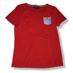 🌸3/$15 Tommy Hilfiger Red Blue Short Sleeve Coastal Preppy Nostalgic Tee Shirt